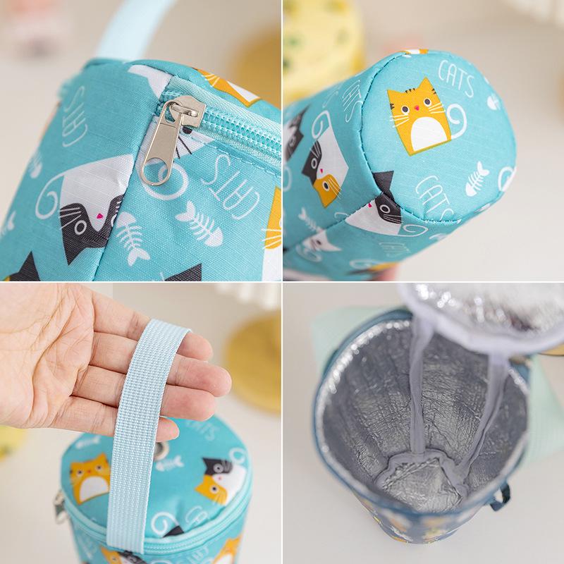 Portable Milk Tea Cup Set with Insulated Bag - Includes Reusable Cup and Tea Bag for Office or Student Use.
