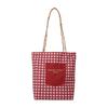 American double-sided bag plaid canvas bag women's tote bag retro contrasting color hand bag spring new parent-child bag