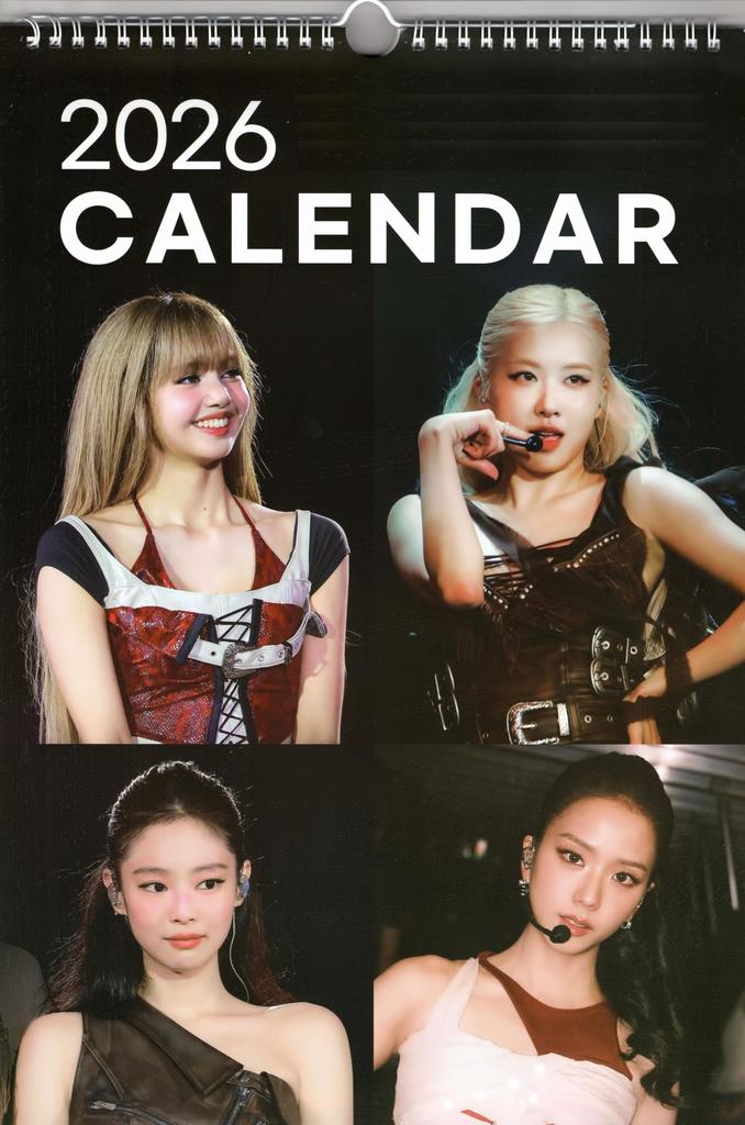 Black Jisoo Large Wall Calendar 2026 Sticker Pink, Jennie, Lisa, Rosé, Merchandise, (Reiwa 8) + Set, K-POP