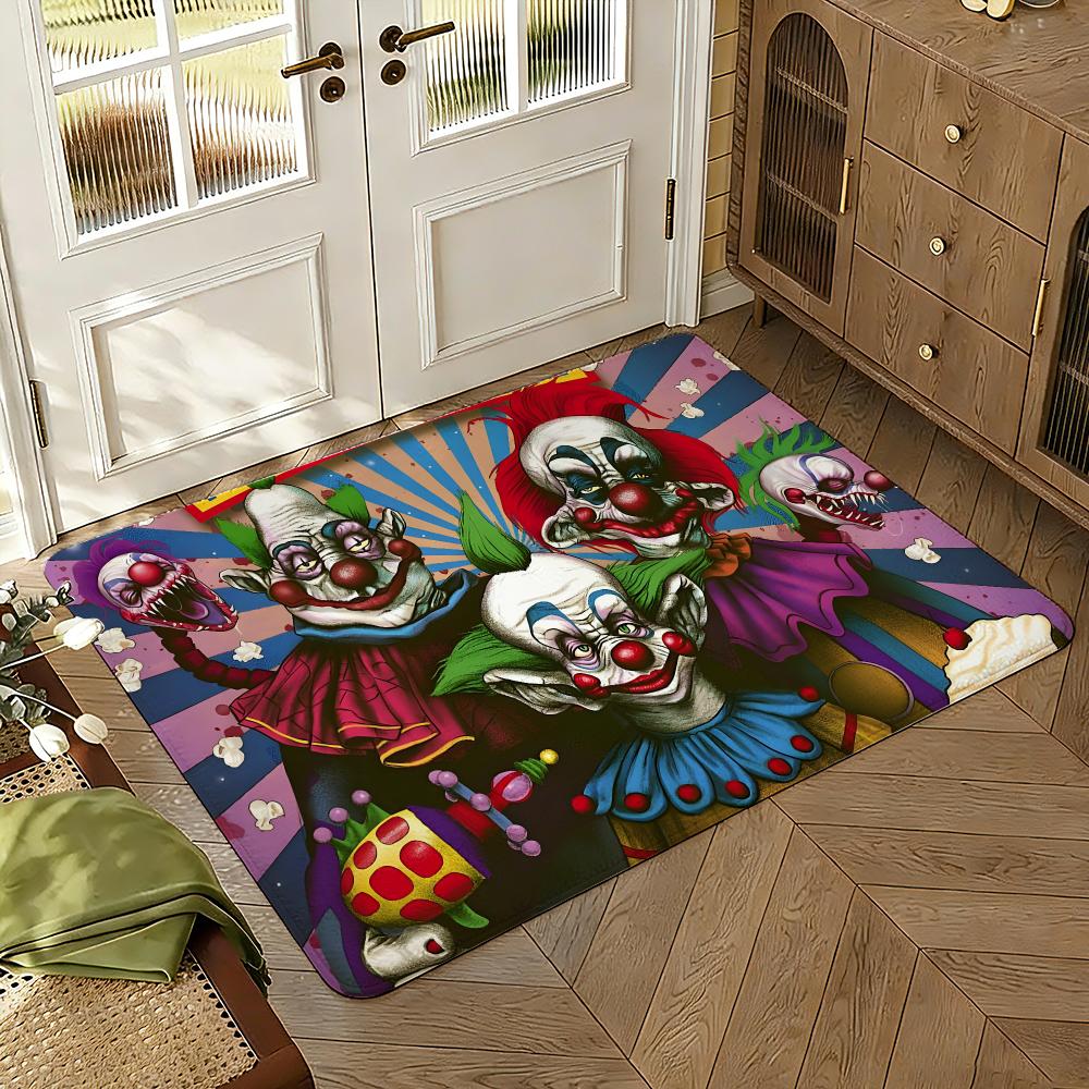 Killer-Clowns-From-Outer-Spaces Horror Movie Floor Mat Soft Absorbent Non-Slip Bedroom Living Room Door Mat Home Flannel Rugs