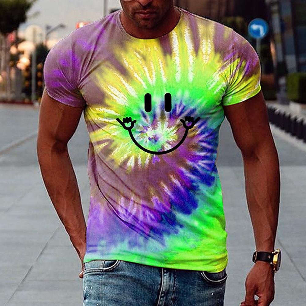 Boutique Summer Sports Fitness Breathable Men's Undershirt Short Sleeve 3D Graffiti Printed Round Neck Casual T-Shirt Hot Sale