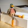 Funny Long Leg Duck Handmade Wooden Carving Mini Statue Office Desk Decor Gift