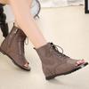 Wedges Sandals for Women Increasing Height Soles Cool Boot Spring  Mid Heel Cross Tie Fish Mouth Cover Heeled Roman Shoes