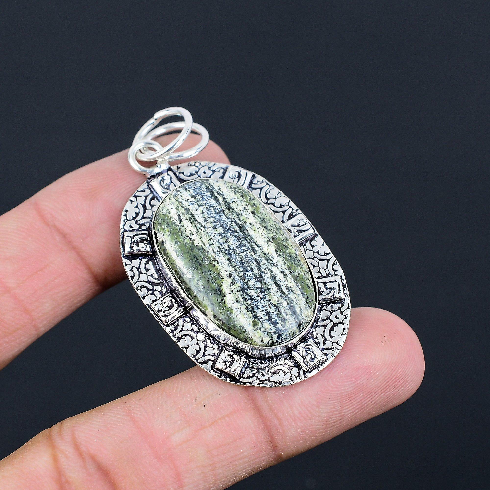 Friendship Day Sale Swiss Green Opal Gemstone 925 Silver Sister Bezel Pendant