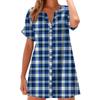 Women's Fashion Casual V-neck Short-sleeve Button Check, Tie-dye, Polka Dot Print Dress