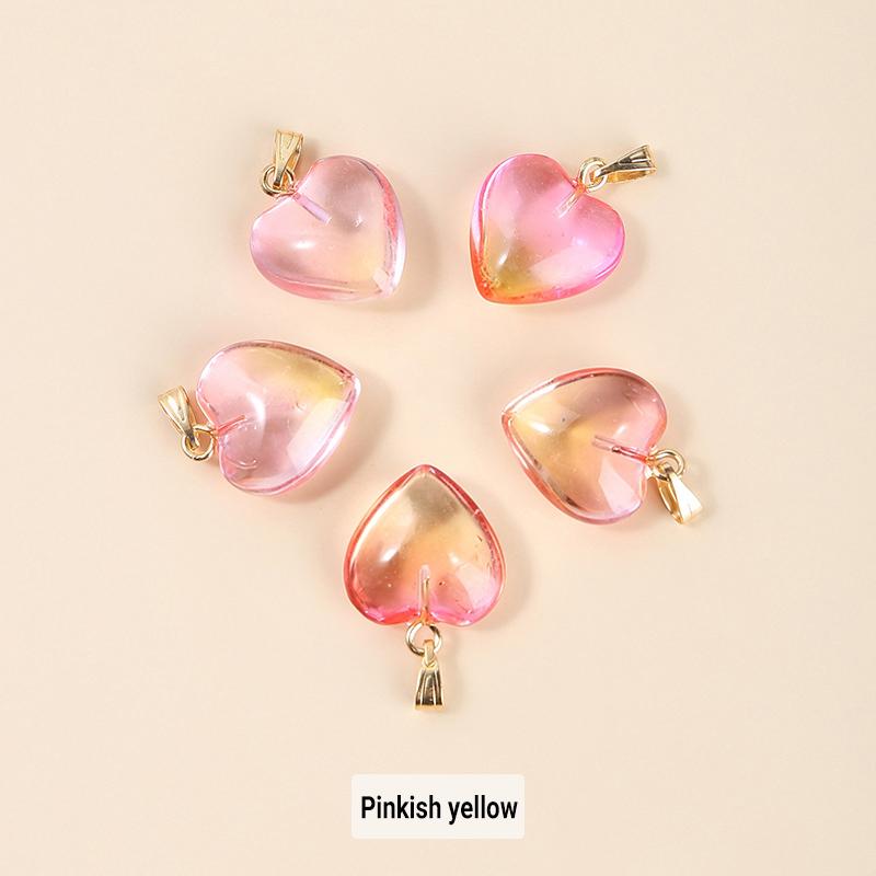 5Pcs/Lot Lampwork  Glass Love Heart Beads Charms Pendant Diy Handmade Jewelry Making Accessories