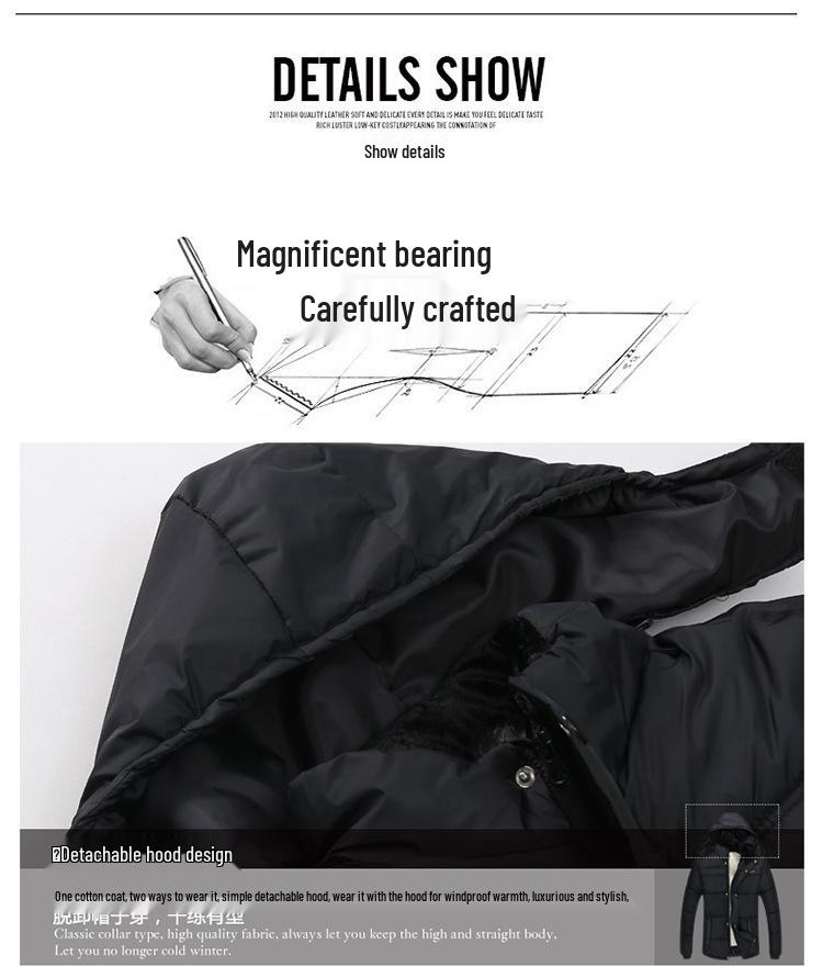 Men's Mid-Length Cotton Coat for Seniors – Warm, Thickened, Plus Velvet Jacket