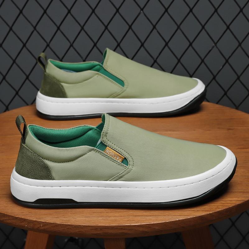 

Мужские парусиновые туфли весенние дышащие новые старые пекинские тканевые туфли мужские трендовые универсальные туфли-лоферы на одном педале мужские 44 зелёный