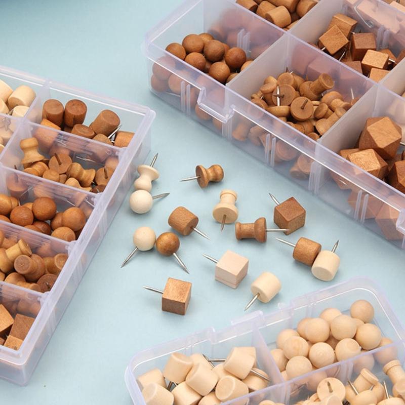Wood Push Pin Cork Board Decorative Thumb Tacks Irregular Shape Map Tacks Marking Pin for Bulletin Board Paper