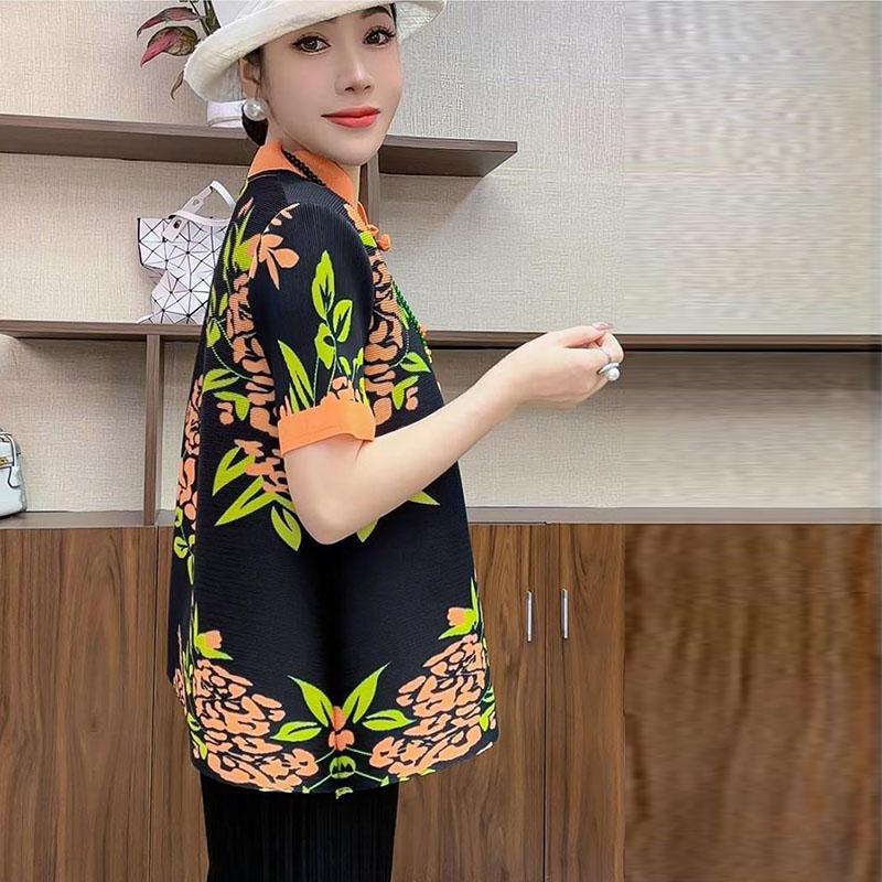 New Temperament, Fashionable and Casual Style, Versatile In Summer, Retro Women's New Chinese Style Button Up Top, Short Sleeved
