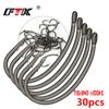 FTK 30Pcs Barbed Carp Coarse Eyed Fishing Hook, Available In Teflon Coated Curved Shank Hook and Wide Gap Hook Size 2, 4, 6, 8