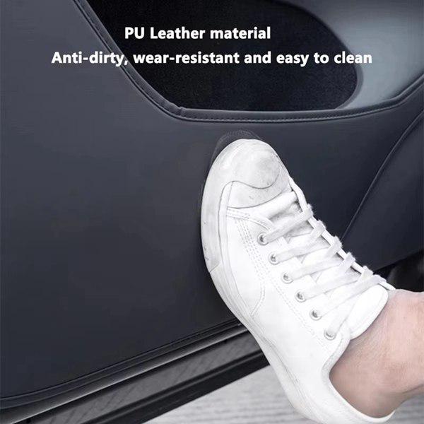 Tesla Model T PU Leather Car Door Kick Mats, 4 Colors Available: Black