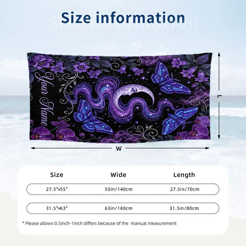 Butterfly Theme Beach Towel Personalized Custom Name & Text Soft Quick Dry Beach Towel for Swimming Travel