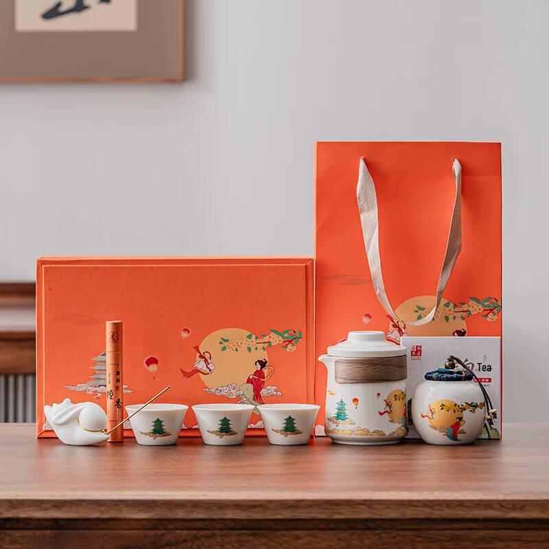 Chef Miss Chinese Ceramic Portable Travel Tea Set