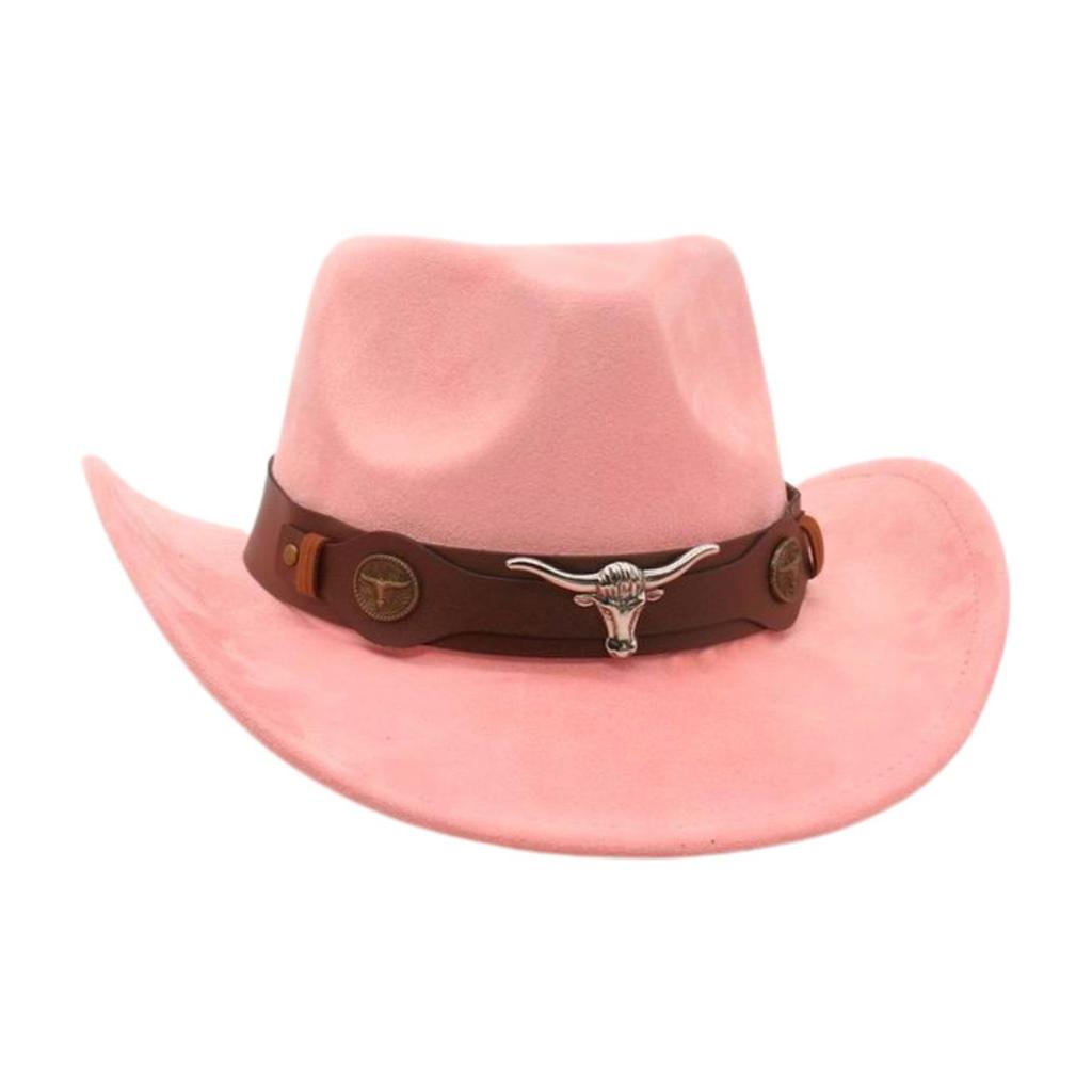 Ethnic Style Western Cowboy Hat Stage Jazz Hat Brown Ox Head Suede Top Hat