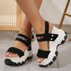 Fashion 10cm Fashion Ladies Buckle Ethnic Flats Appliques Flower Platform Wedge Shoes Summer Sandals Leather Comfy Women Sandals