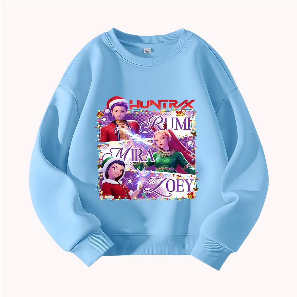 HUNTRX Devil Hunter Weihnachten Kinder Rundhals-Sweatshirt mit Rumi, Mira, Zoey Design für festlichen Spaß