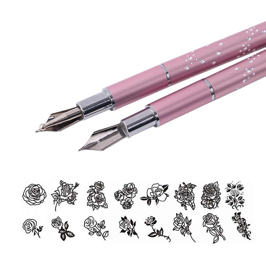 

Металлическая головка для дизайна ногтей, точечная ручка, сверло, цветочная линия, стразы, кончик, живопись, рисунок, УФ-гель, поли розовый