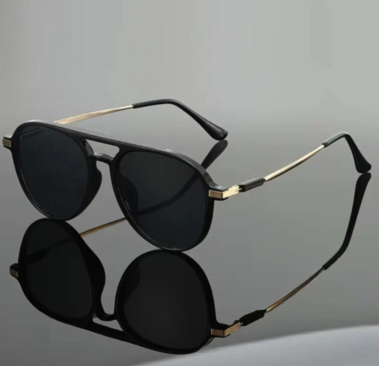 Versatile Trendy Fashionable and Cool Men s and Women s Double-rim Sunglasses Plain Face Sunglasses Toad Face Sunglasses Trendy чёрный