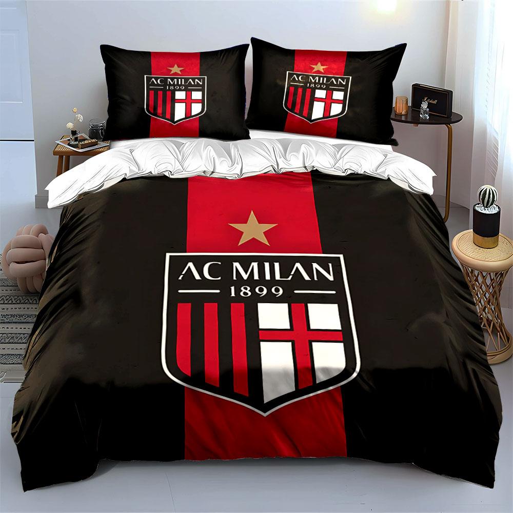 Set Biancheria da Letto Logo AC Milan Set Copripiumino Copripiumino Federe (1 * Copripiumino 2 * Federe, senza piumino)