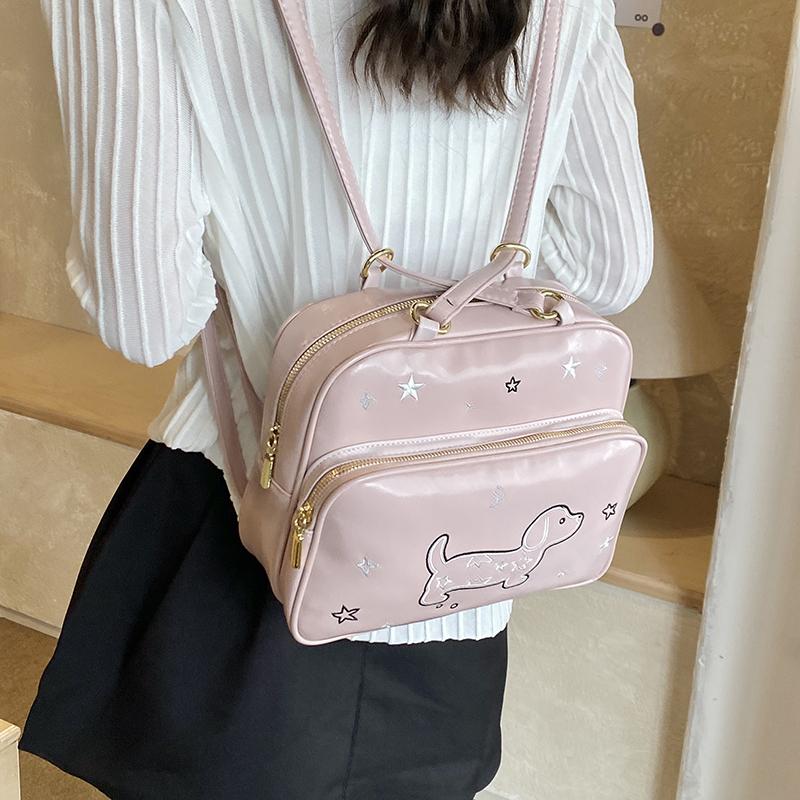 Zaino/Borsa a Mano Carino Bassotto Ricamato a Stelle Multiuso Borsa a Spalla per Donna