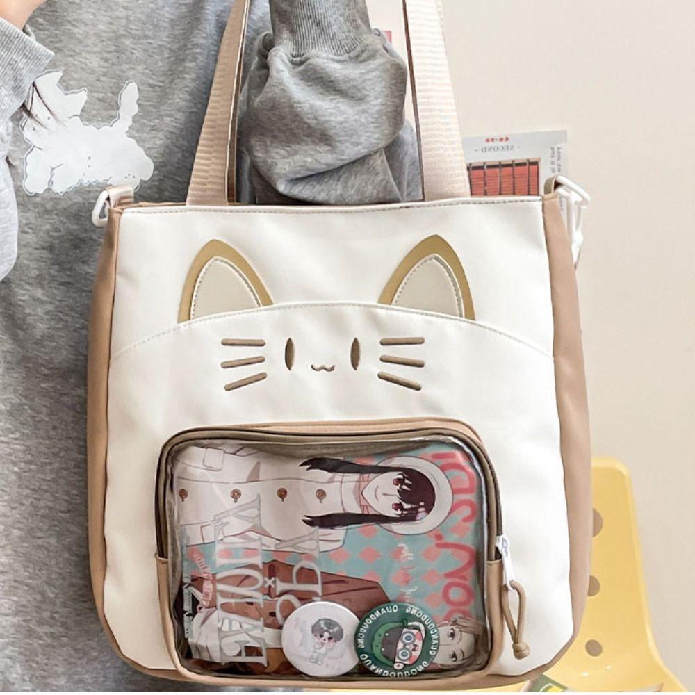 Idol Merchandise Storage Transparent Pocket Zipper Bag Fashion Backpacks Kawaii Cat Itabag  Outdoor