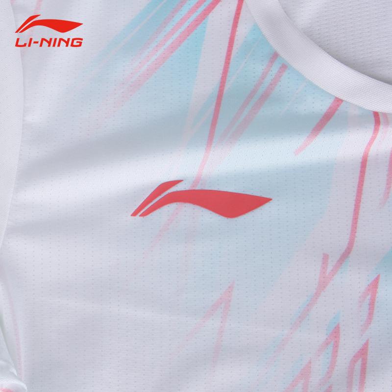 Li-Ning Breathable Quick-Dry Badminton Shirt Women tops Standard-White AAYU150-2