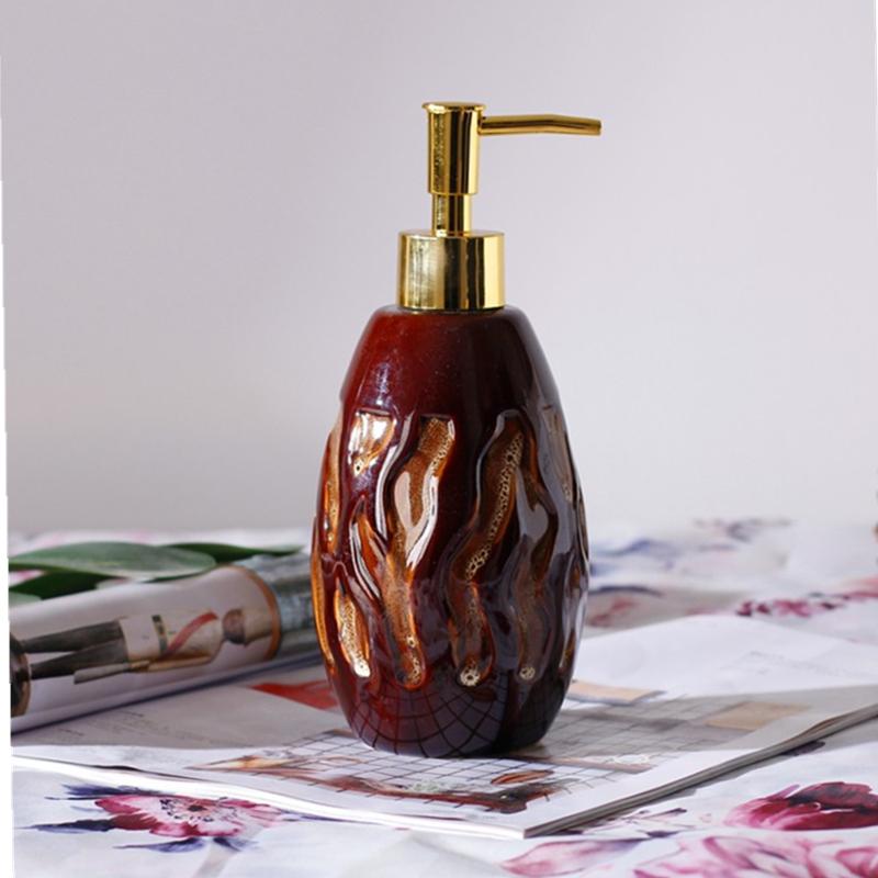 Ceramic Kiln Change Lotion Press Bottle Washing Lotion Bottle Cup Toothbrush Holder Dish Bathroom Accessories Shampoo Dispenser