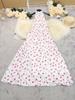 French neck floral dress for women's summer waist and thin sleeveless medium and long temperament A-word long dress, in stock