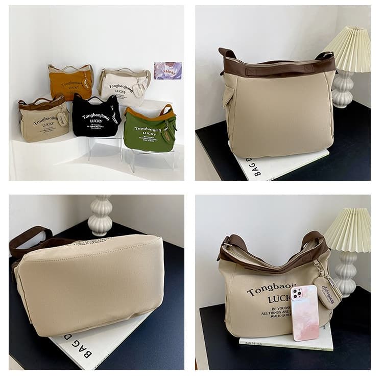 Japanische und koreanische Schultertasche mit großem Fassungsvermögen Damen-Canvas-Tasche