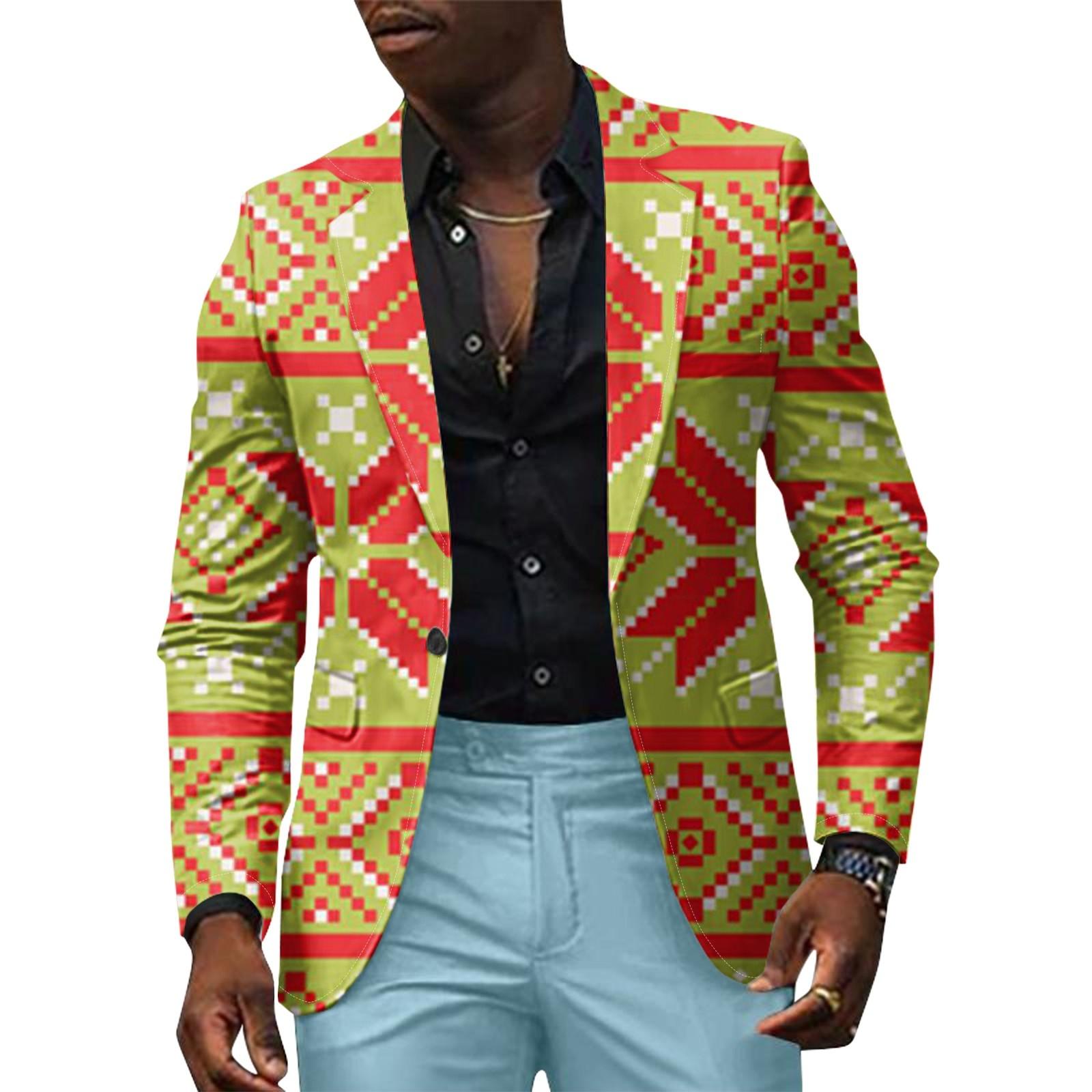 

Унисекс Зимние рождественские принты Пиджаки Унисекс Повседневная мода Куртки на пуговицах XXXXL зелёный