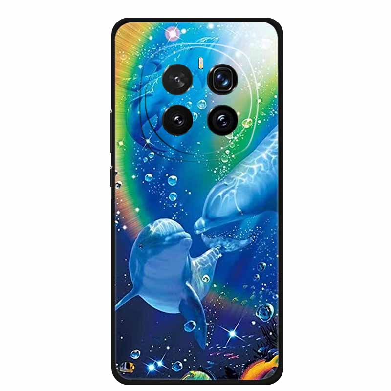 For Honor Magic 7 Case 7Pro Painted Cat Colorful Soft Edge Silicone Black Bumper For Honor Magic7 Pro Back Cover Magic7 5G Para