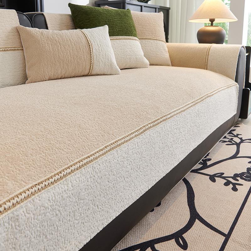 New Sofa Cushion Retro Style High-End Sense Four-Season Universal Seat Cushion Non-Slip Cat Scratch Straight Row Sofa Cover