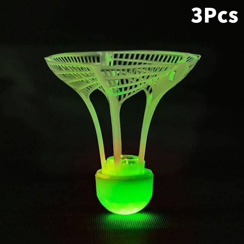 3/10 Sztuk Lotki do Badmintona Świecące w Ciemności Luminescencyjne Wiatroodporne Nylonowe na Noc Zewnętrzne Sport dla Dorosłych Dzieci 3PCS Light zielony