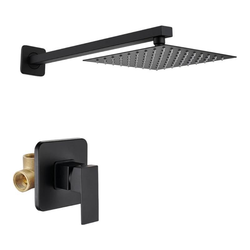 Minimalists Bathroom Shower Set Including Embedded Valves Body for Space Saving in Modern Homes Coppers чёрный