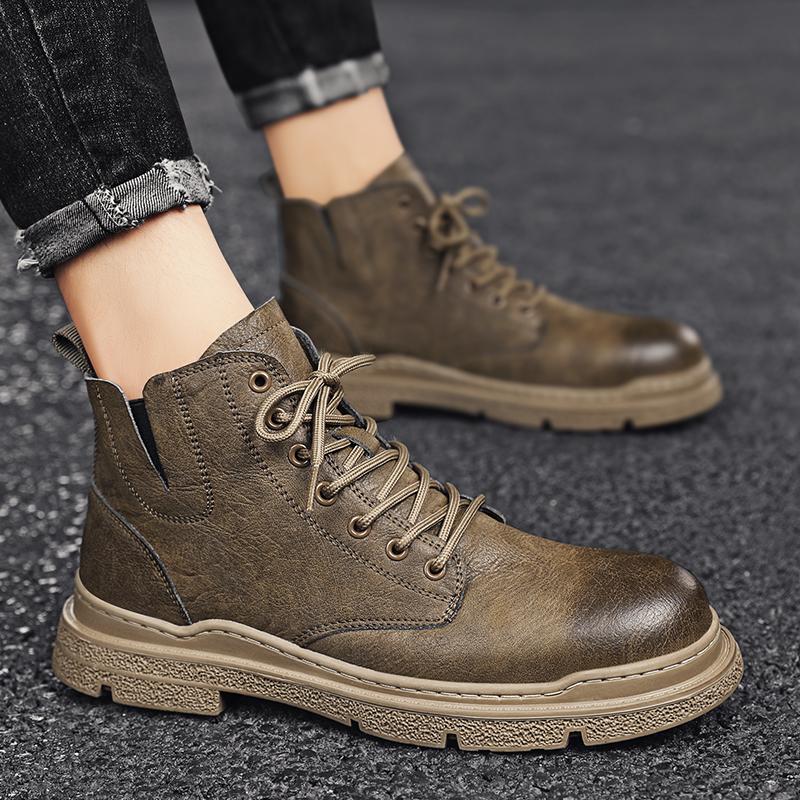 Martin boots high-top autumn and winter retro locomotive rhubarb boots British style heightened winter short boots boots