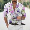 Men's Floral Printed Long Sleeve Shirts Casual Cardigan New Button Holiday Fashion Shirts