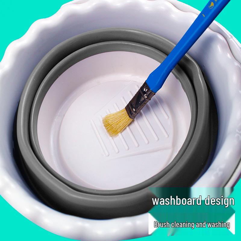 Large Capacity Foldable Silicone Water Bucket for Brush Washing - Durable and Portable