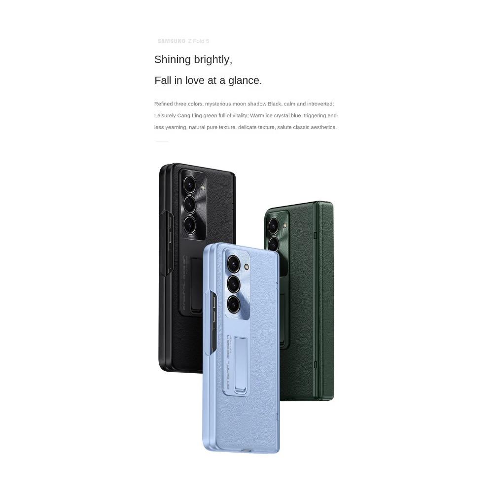 Automatic Spring Hinge Leather Case For Samsung Z Fold 5 Galaxy Z Fold 6 Tempered Glass All-inclusive Stand Camera Protect Cover
