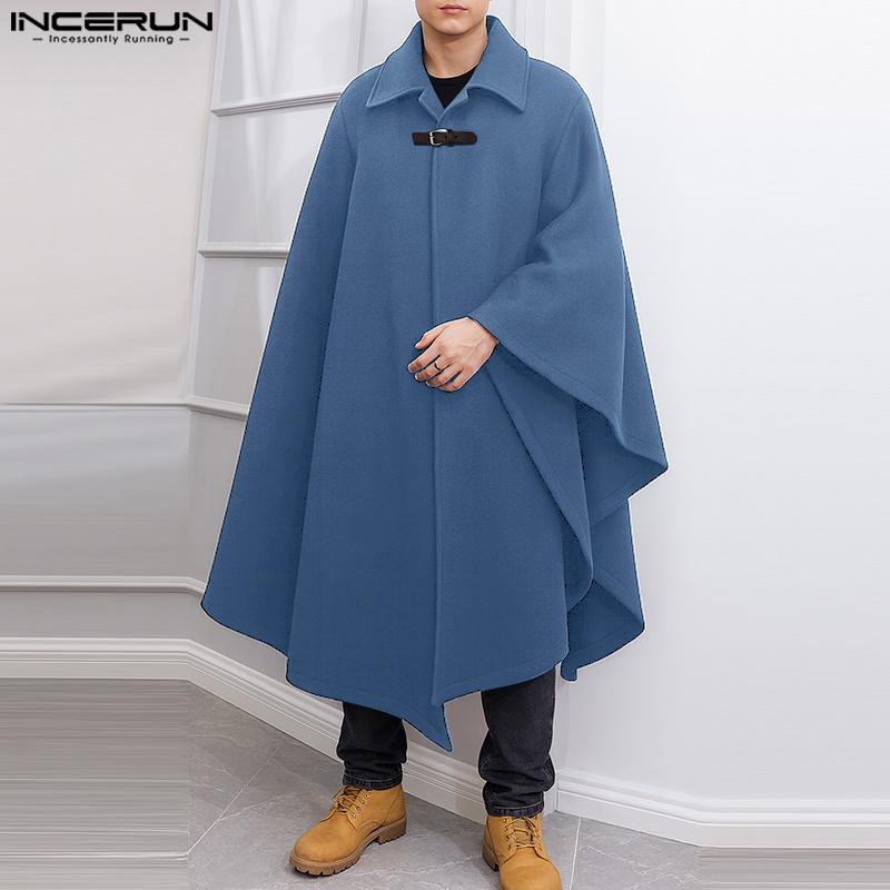 INCERUN Men Casual Loose Irregular Cloak Tops Baggy Long Cape Coats Windbreaker