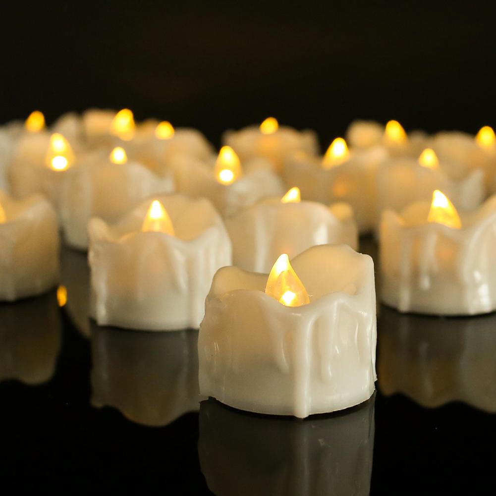 

Dripping Wax LED Tea Lights Candles Flickering Flameless LED Tealights Electric Votive Candles for Christmas Wedding Halloween 12 Pcs