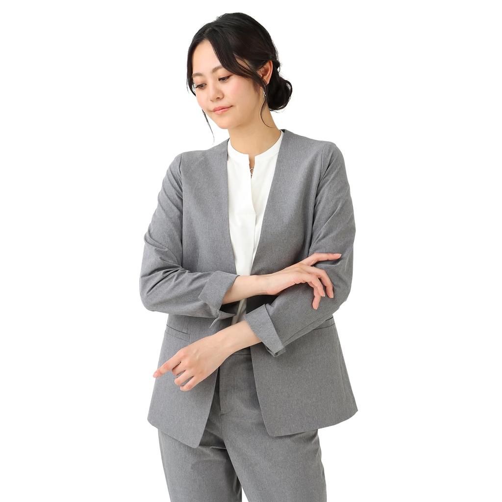 no Jacket and Casual Graduation Kindergarten Graduation Zero Pressure Clothing Aoyama Light Gray S [Yofuku Aoyama] Women's Set, Washable, Pants,