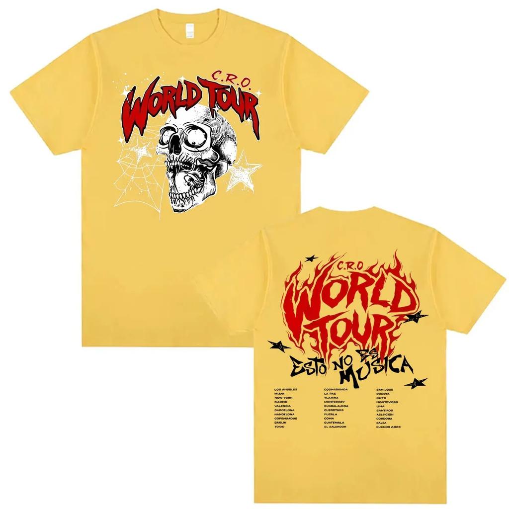 2026 Rapper C.R.O Album World Tour Print T Shirts Men Women Fashion Vintage T-shirts Oversized Cotton Short Sleeve T-shirt Streetwear