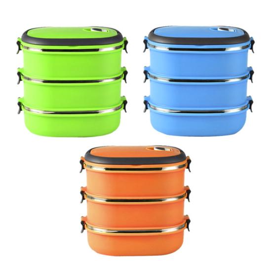 1/2/3 Layer Rectangle Stainless Steel Thermal Lunch Box Food Storage Container