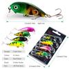 Fiske lokker Crankbaits med diskantkrok toppvannslokk, Bass Minnow Popper Walleye agn