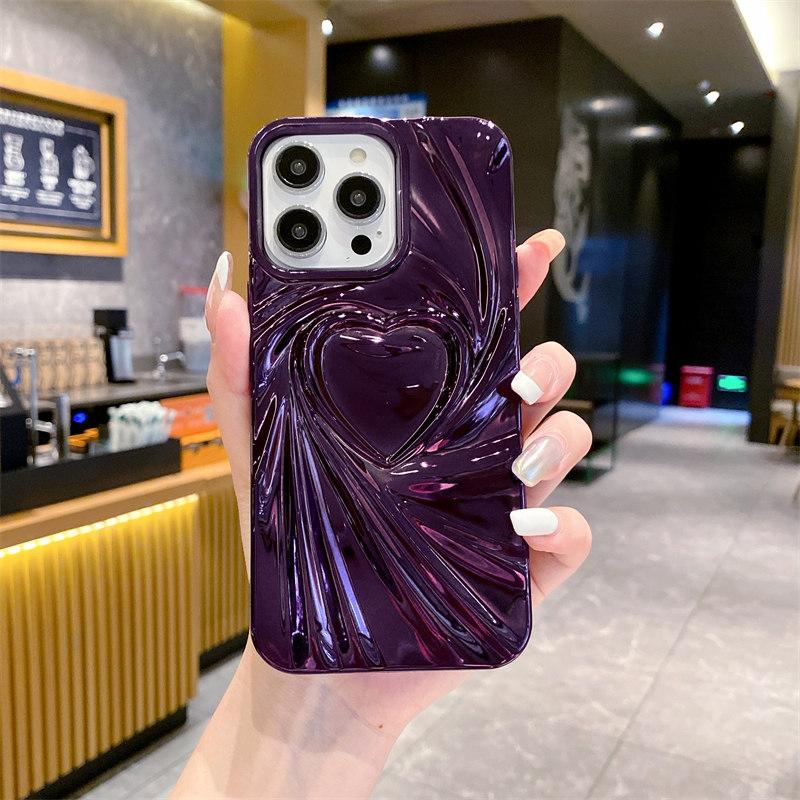 Luxury Electroplated 3d Love Case for iPhone 15 Pro Max 14 Plus 13 12 Pro 11 All-inclusive Fall Protection Cover