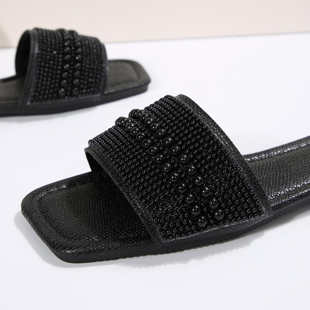 [Foreign Trade] Fashion Internet Celebrity Soft Flat Bottom Comfortable Open Toe Sandals New Sparkling Slippers Women
