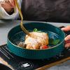 Gold-plated Ceramic Bowl Household Soup Bowl Salad Bowl Dessert Bowls Snack Bowls Restaurant Circular Solid Color Tableware