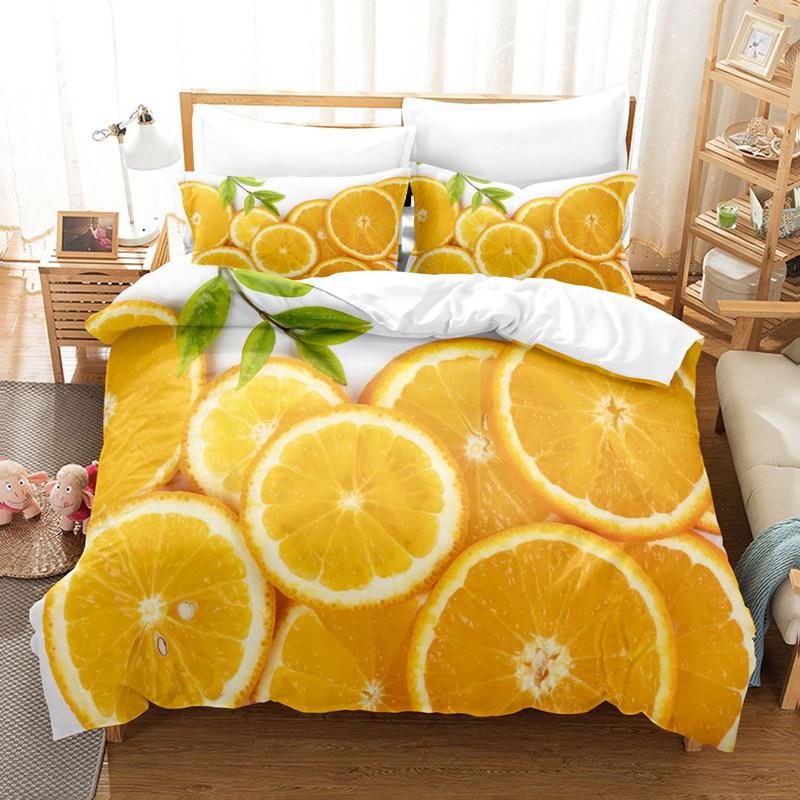 Tropical Fruit Duvet Cover Pineapple Watermelon Orange Bedding Set Lemon Strawberry Comforter Cover King For Kids Adults Decor
