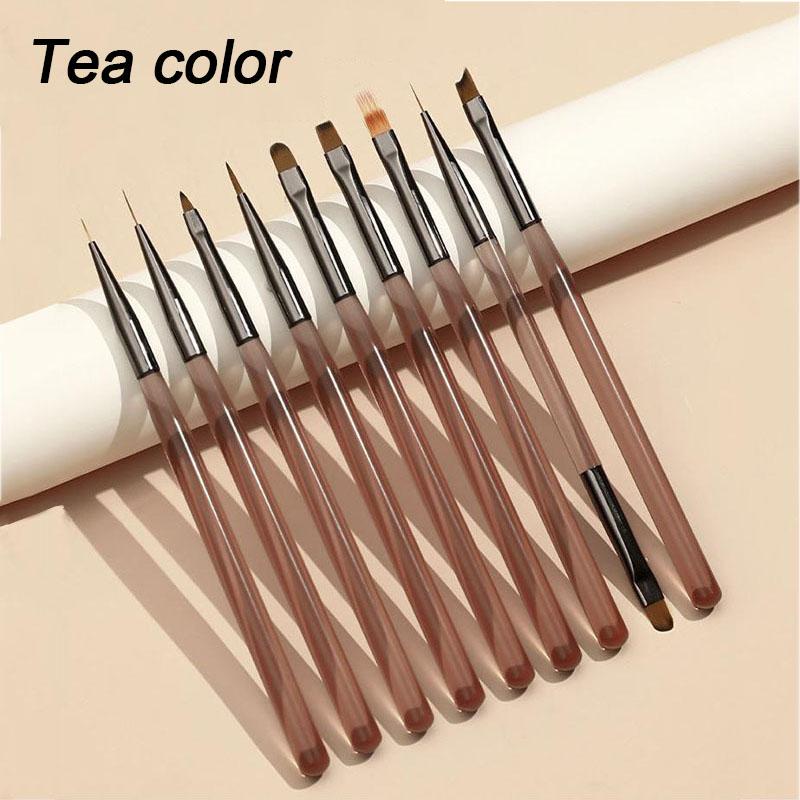 

9pcs Nail Art Brushes Thin Manicure Brush French Nail Gradient Brush Builder Gel Small Brush Nail Set Painting Tool XJS02